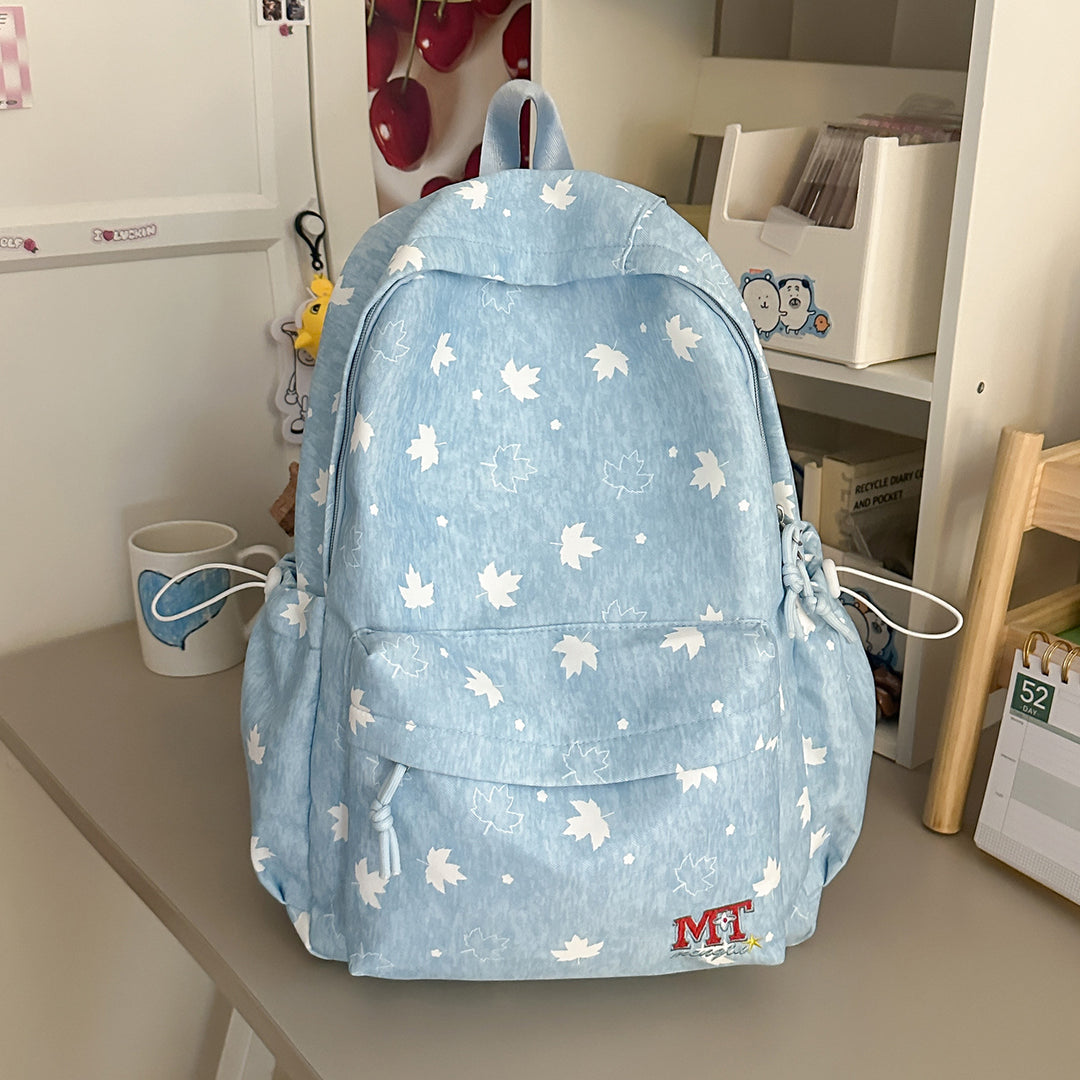 Contemporary Leaf-Patterned School Backpack