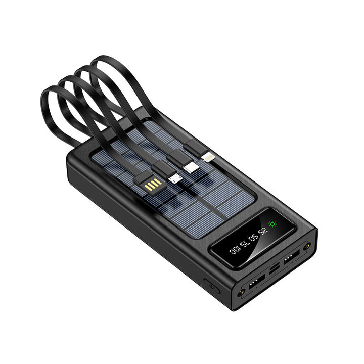 Portable solar power bank with multifunctional charging cable and digital display Bowlift