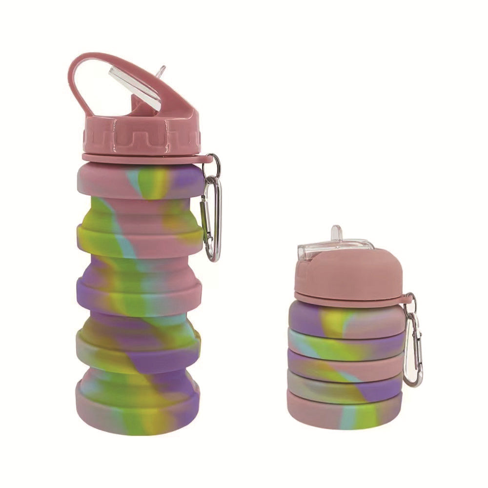 Women's foldable silicone drinking bottle with carabiner Bowlift