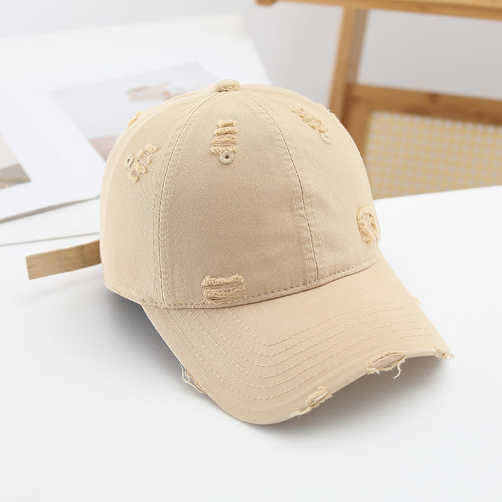 Women's fashionable destroyed baseball cap with adjustable strap Bowlift
