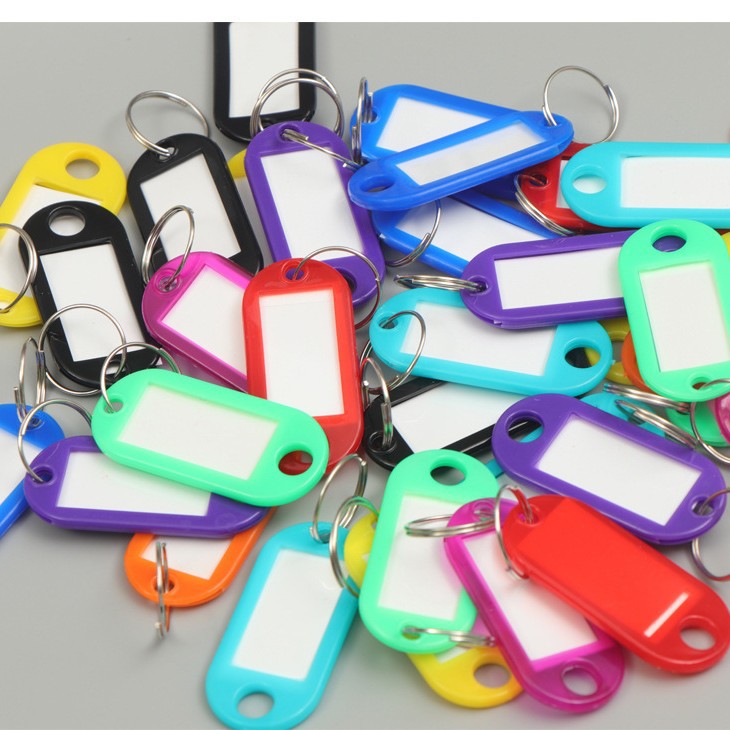 Unisex writable keychain with clear labeling field Bowlift
