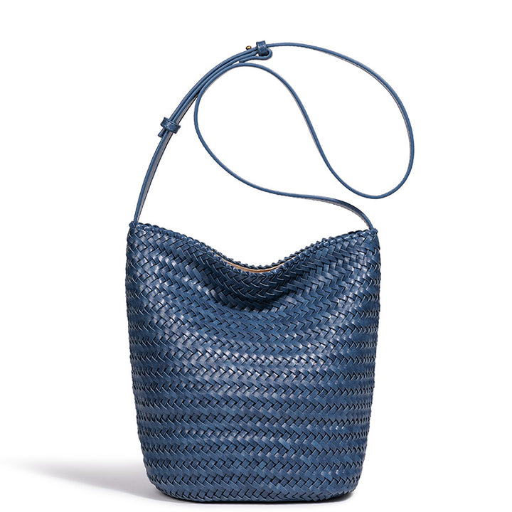 Handwoven Leather Bucket Bag Bowlift