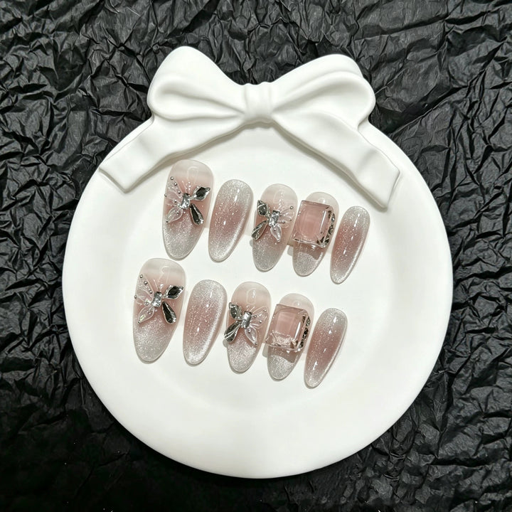 Elegant Butterfly-Themed Press-On Nails