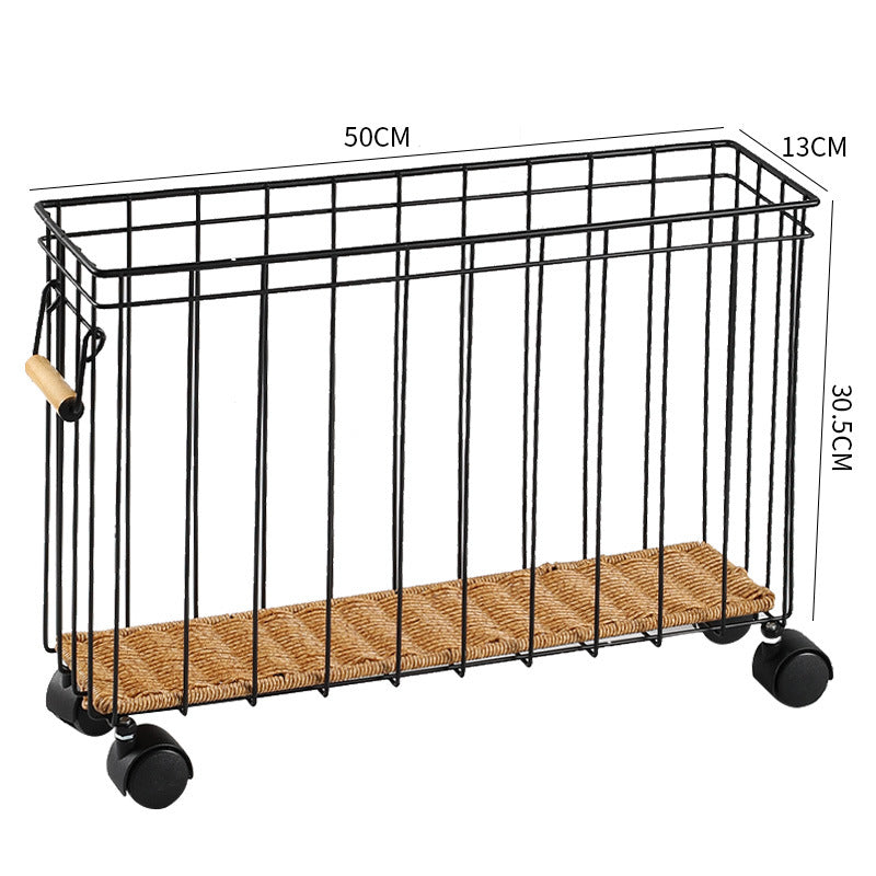 Rolling Wicker Storage Cart Bowlift