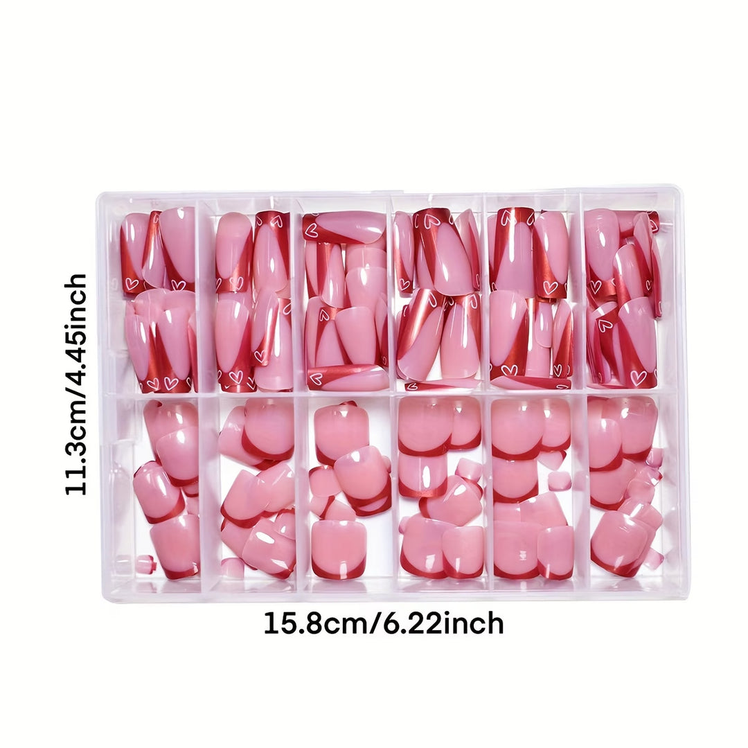 Heart-Design Press-On Nail Art Bowlift