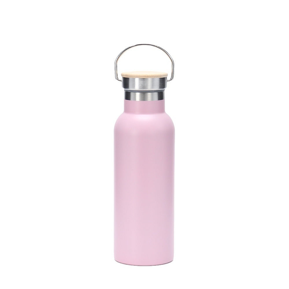 Women's insulated stainless steel drinking bottle with wooden lid Bowlift