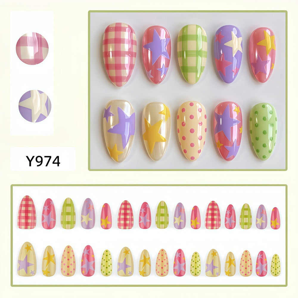 Artificial nails with colorful pattern Bowlift