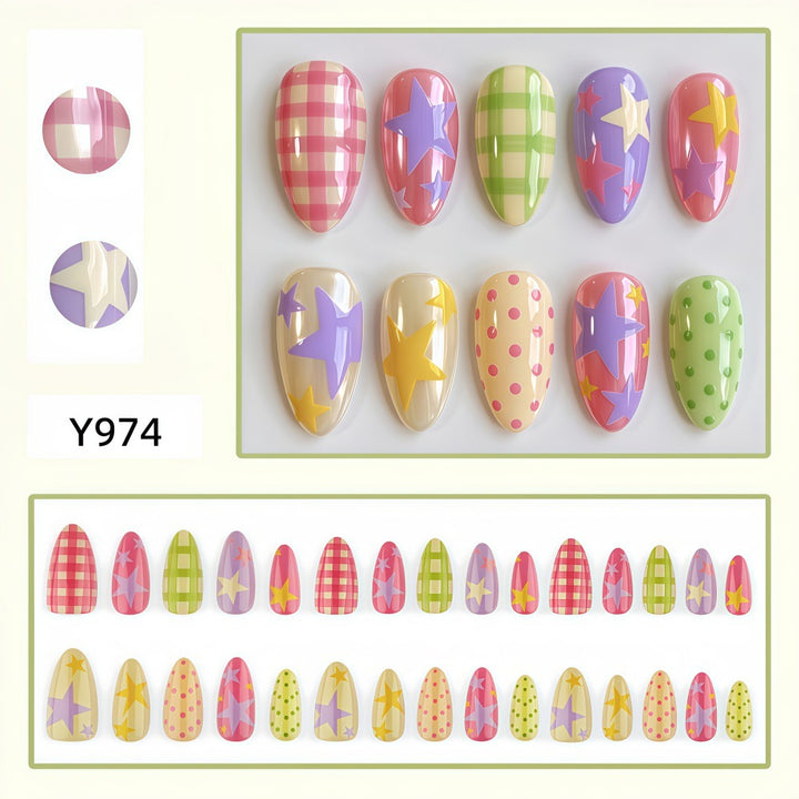 Artificial nails with colorful pattern Bowlift