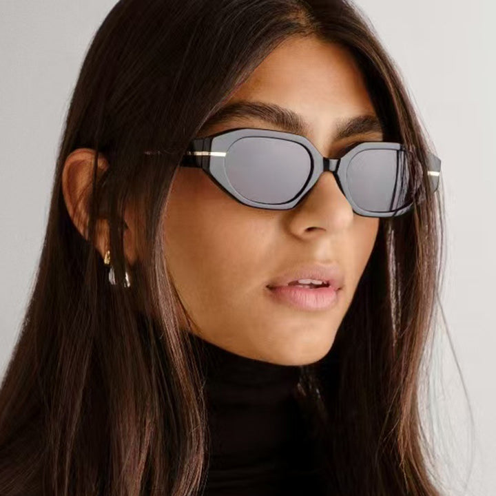 Women's stylish geometric sunglasses with mirrored lenses and unique frame Bowlift