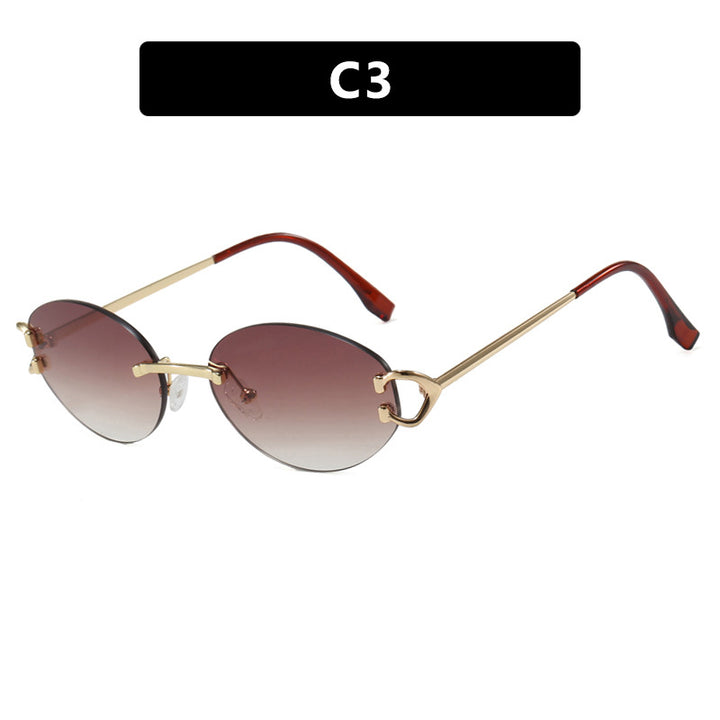 Women's elegant oval-shaped sunglasses with fashionable metal frame Bowlift