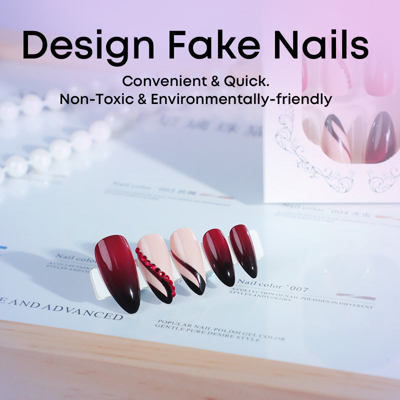 Nail set with elegant ombre design and creative decorations Bowlift