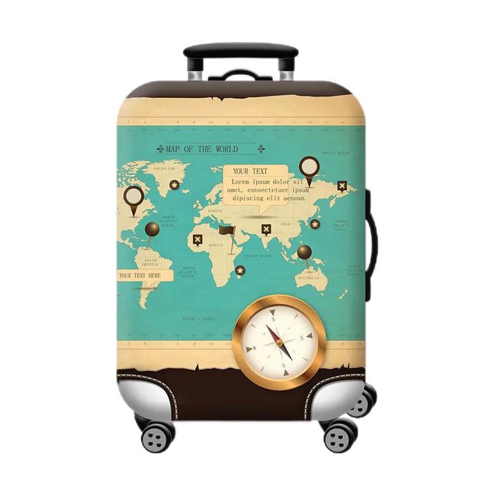 Unisex hard-shell cabin trolley with vintage travel illustration, 360° swivel wheels and telescopic handle Bowlift