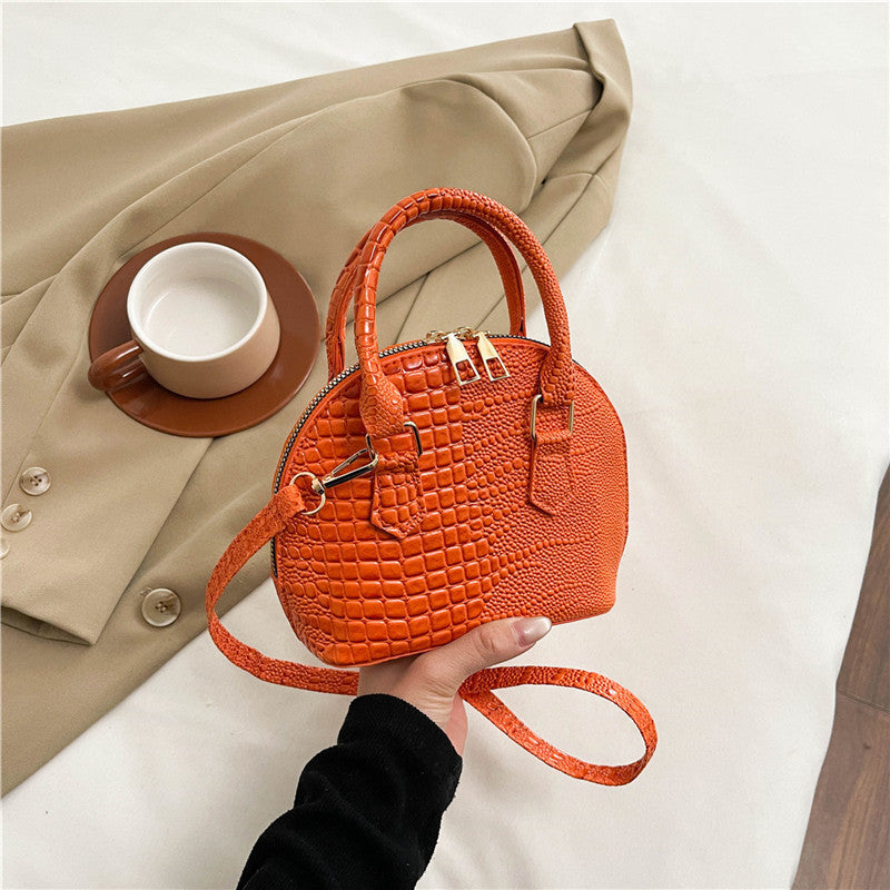 Crocodile-Embossed Mini Satchel Bag Bowlift