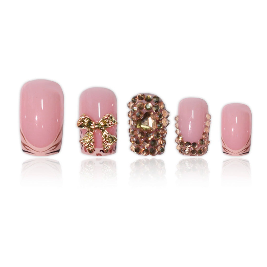 Artistic Rhinestone-Embedded Press-On Nails Bowlift