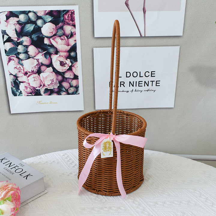 Elegant Handcrafted Rattan Tote Basket Bowlift
