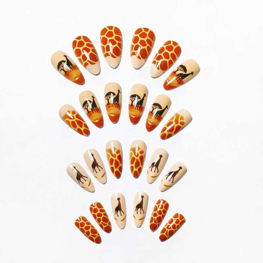 Nail art with animal motif and giraffe design Bowlift
