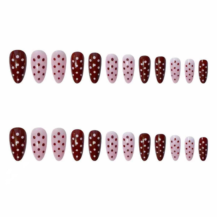 Artifical nail set with playful polka dot design and elegant accents Bowlift