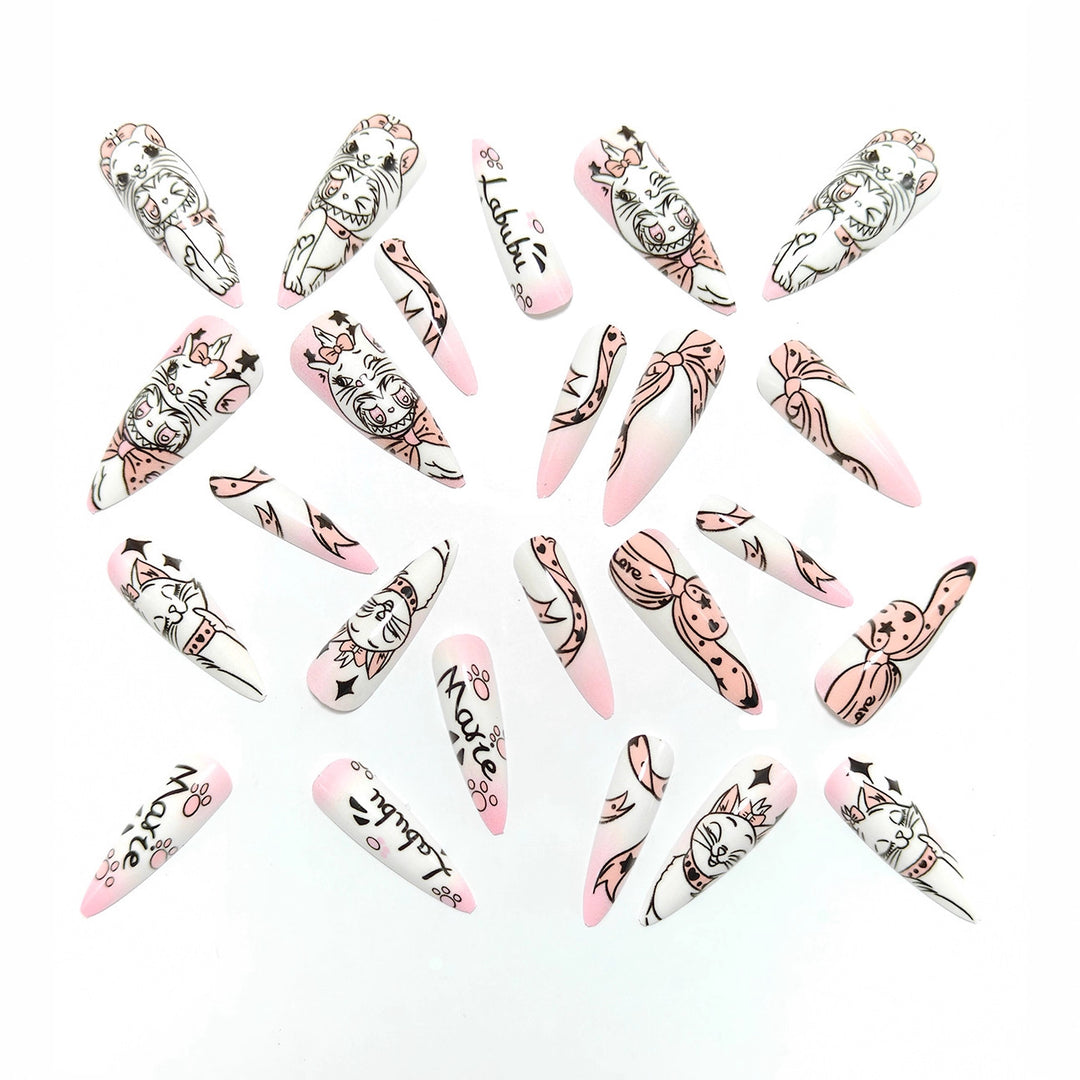 Playful artificial nails with cat designs Bowlift