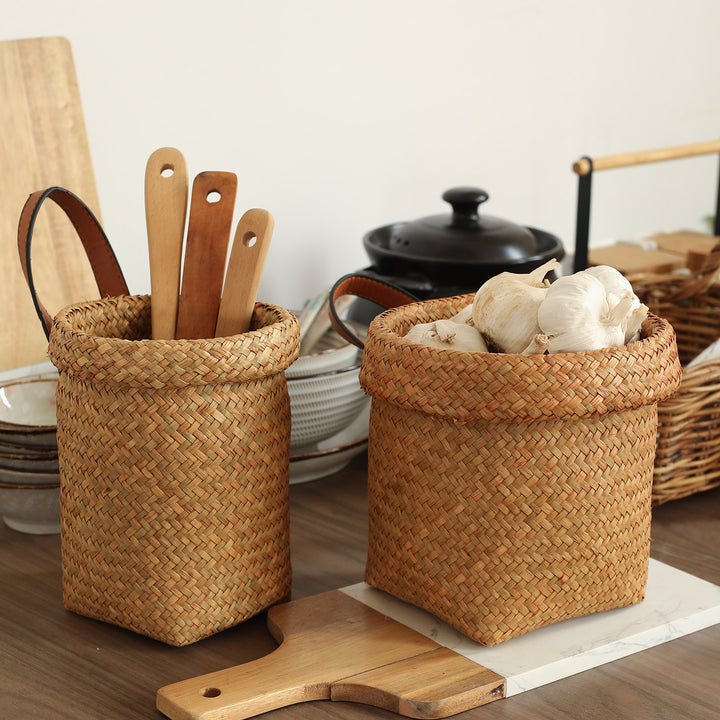 Unisex Handwoven Decorative Basket with Practical Handles Bowlift
