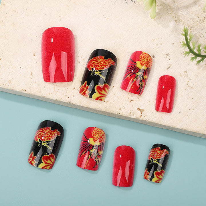 Artistic Nail Tips in Floral Design Bowlift