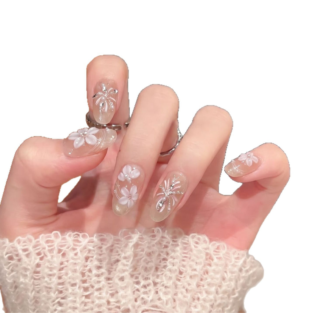 Decorative Floral Press-On Nail Art Set Bowlift