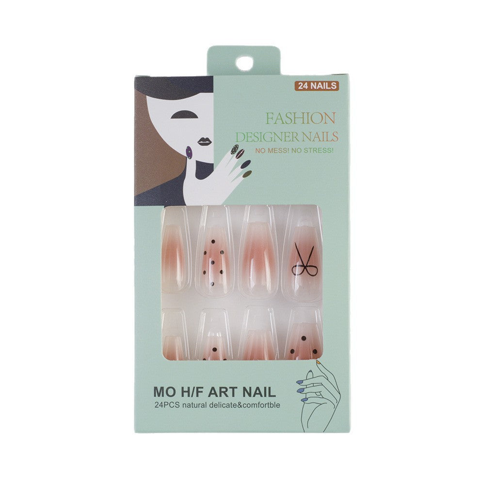 Artificial nails with modern dot design and elegant accents Bowlift