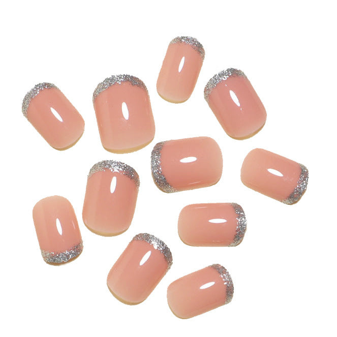 Sparkling French Tip Press-On Nails Bowlift