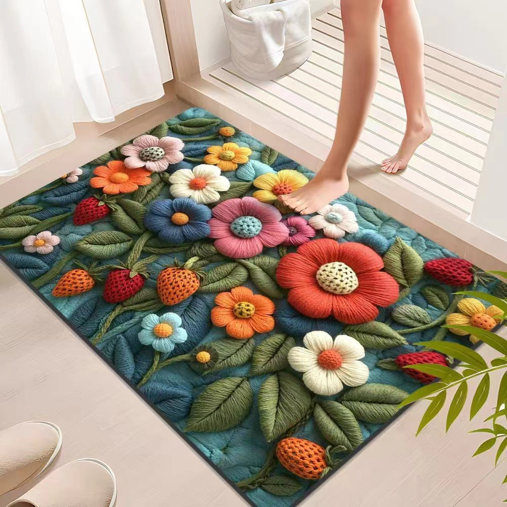 Floral Textured Indoor Mat Bowlift