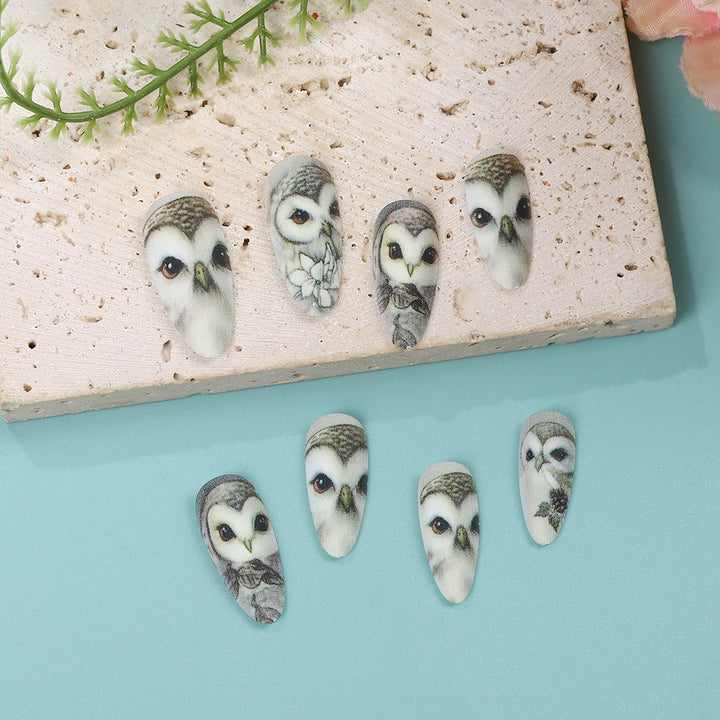 Artificial nails with owl design Bowlift