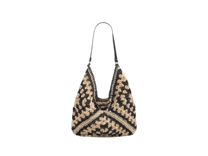 Handbag with Artistic Macrame Design and Flexible Carrying Comfort Bowlift