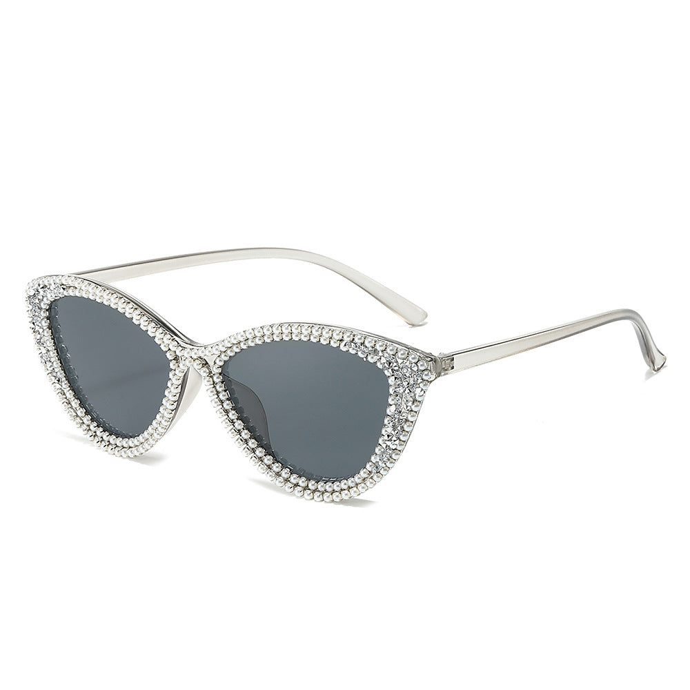 Glamorous Rhinestone-Embellished Cat-Eye Sunglasses Bowlift