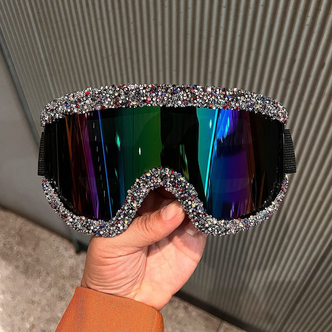 Ladies glamorous ski goggles with sparkling crystal frame Bowlift