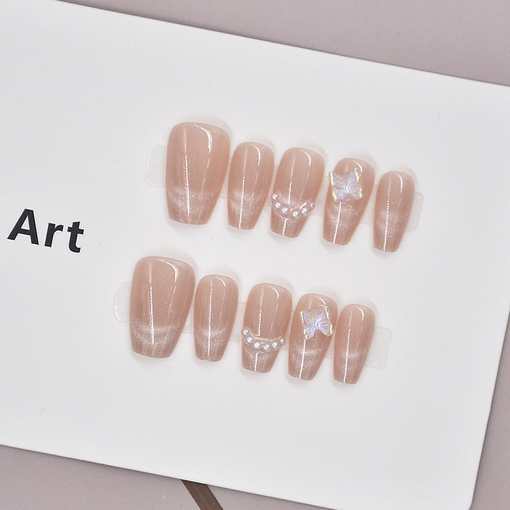 Glamorous Heart-Themed Press-On Nail Set Bowlift