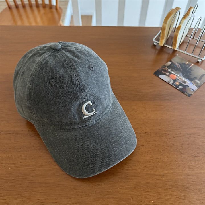 Men's Vintage-Inspired Washed Denim Cap Bowlift