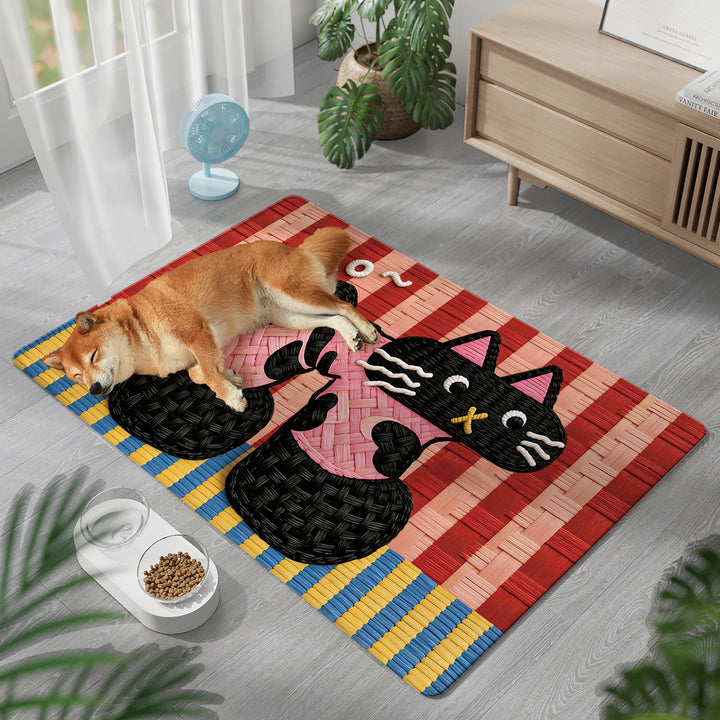 Playful Cat-Themed Pet Comfort Mat Bowlift