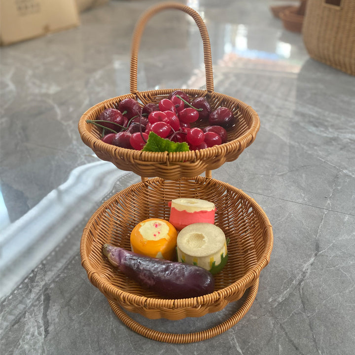 Multi-Tiered Wicker Fruit Display Bowlift
