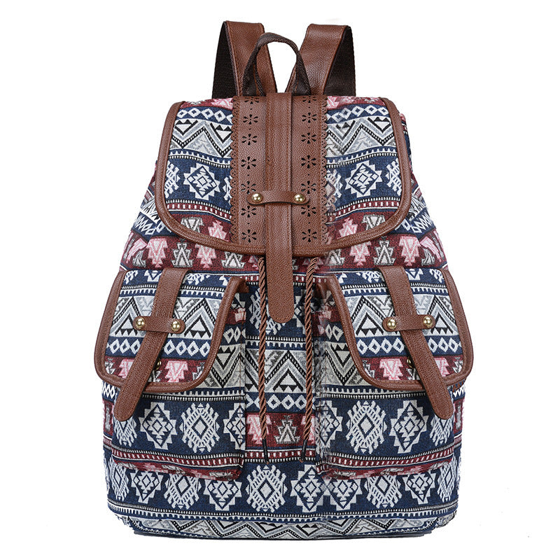 Bohemian Ethnic Print Backpack Bowlift
