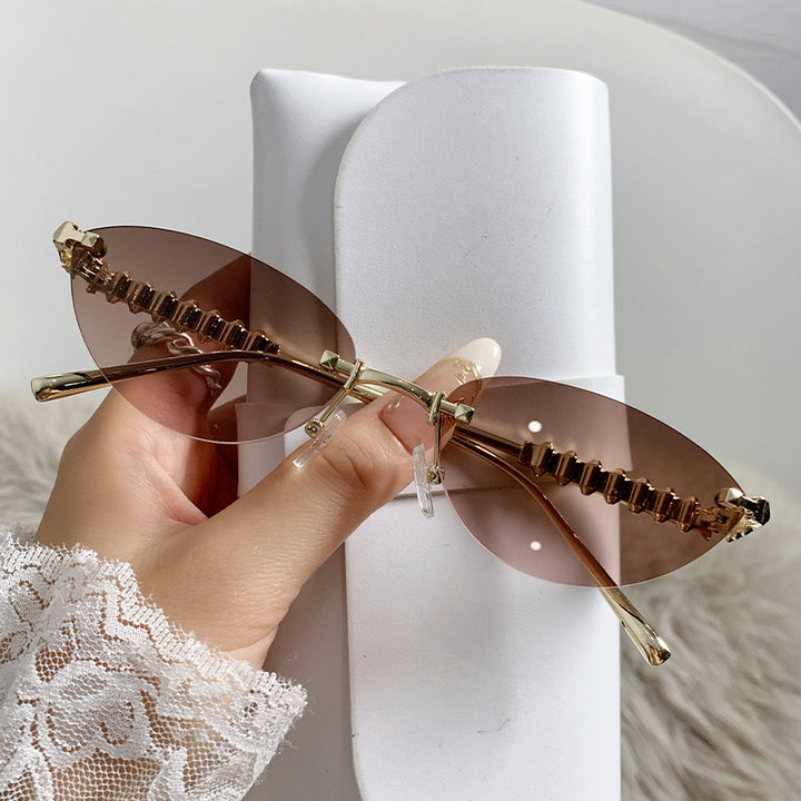 Fashionable Cat-Eye Sunglasses with Decorative Frame