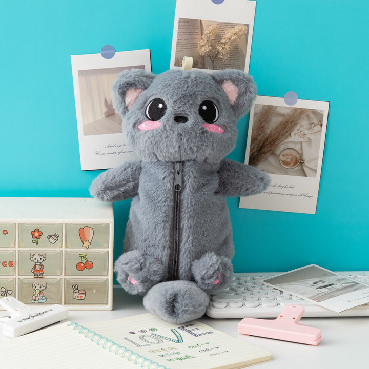 Cute Plush Cat-Themed Pencil Case Bowlift
