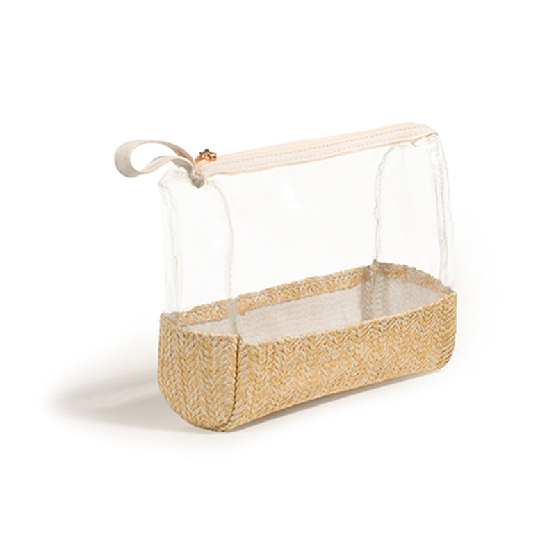Cosmetic bag made of transparent material with woven bottom Bowlift