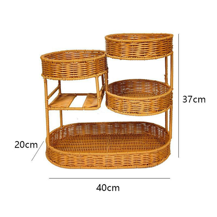 Unisex Rattan Shelf with Three Levels Bowlift