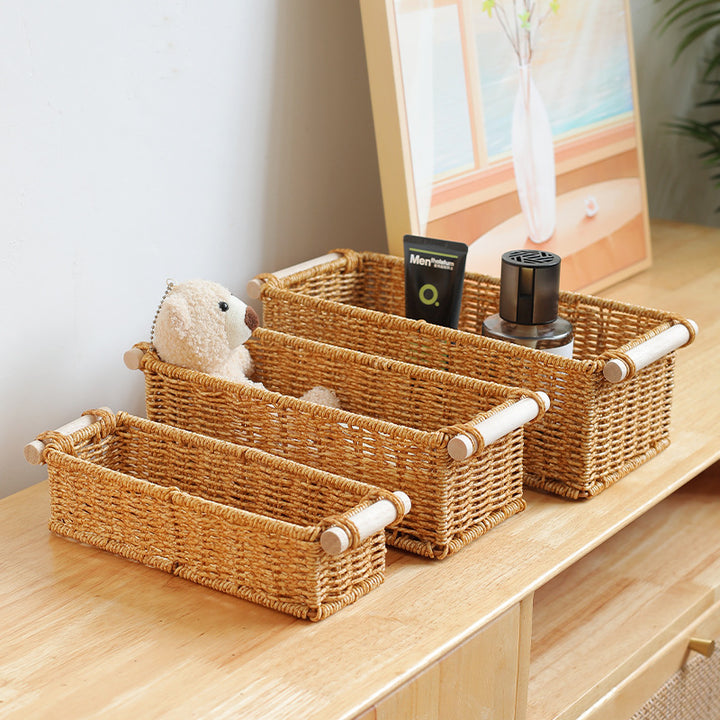 Unisex Rectangular Basket made of woven natural material Bowlift