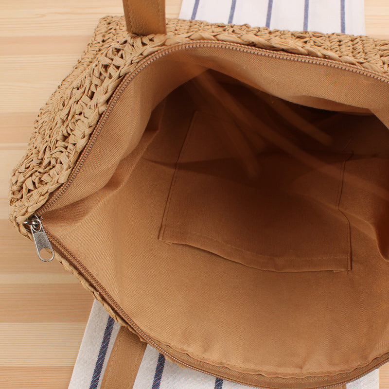 Braided summer bag with sturdy leather handles Bowlift