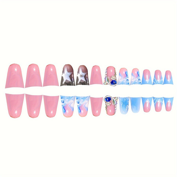 Artistic Water Droplet Press-On Nails Bowlift