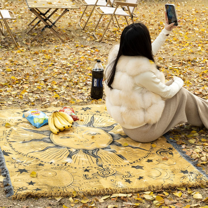Bohemian Sun-Motif Throw Blanket