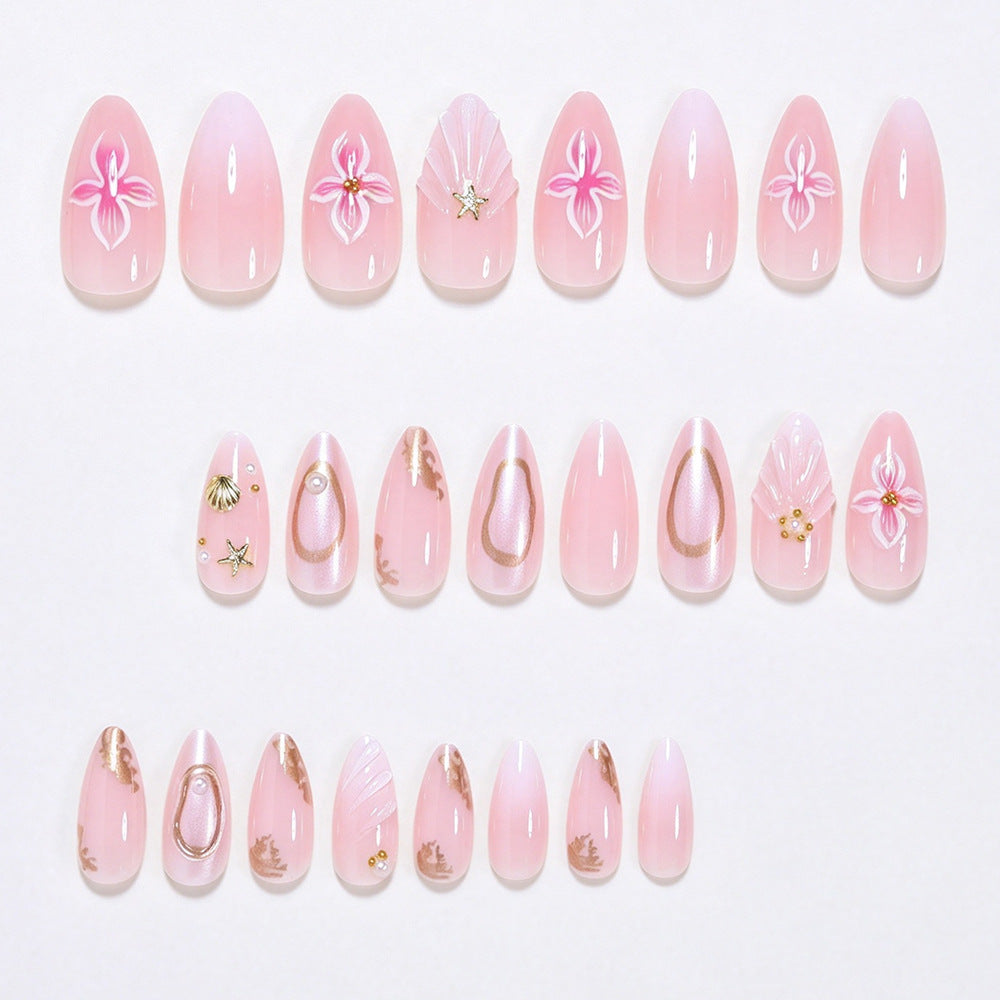 Decorative Sea-Themed Press-On Nails Bowlift