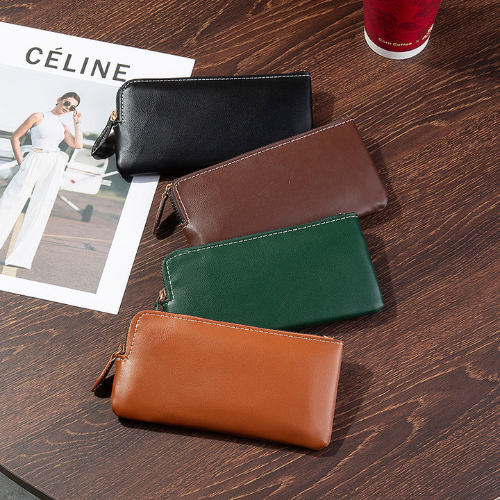 Premium Leather Zippered Travel Wallet Bowlift