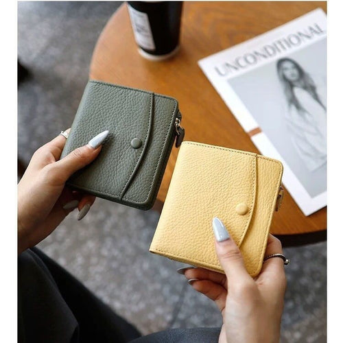 Textured Leather Zippered Coin Wallet Bowlift