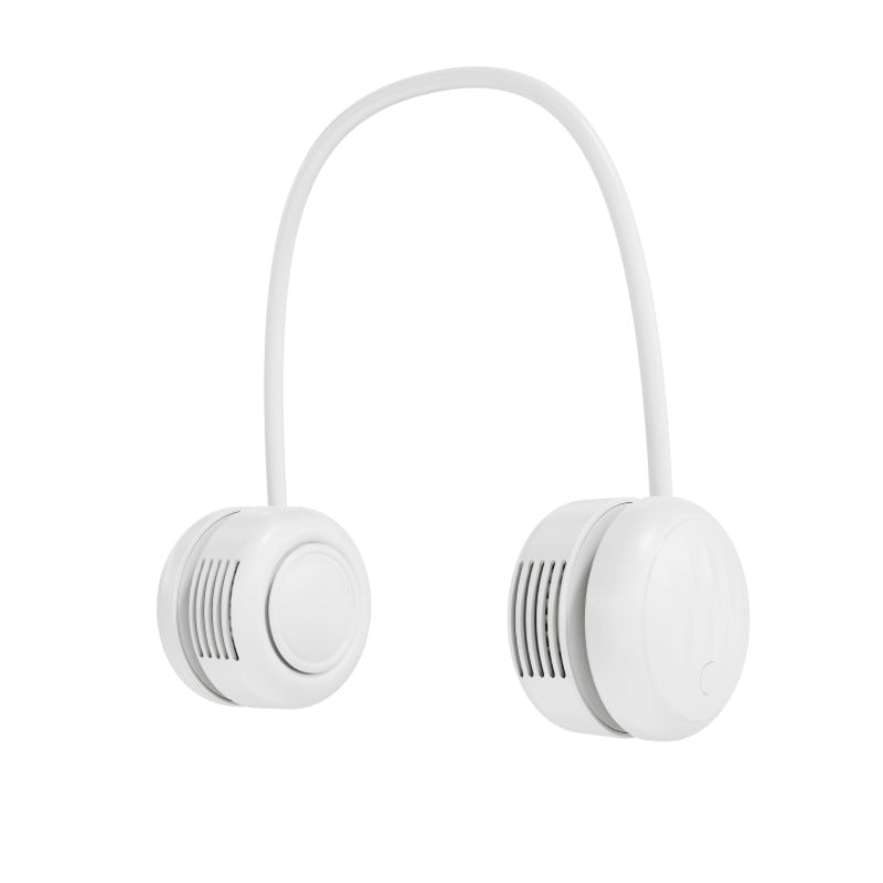 Cooling hands-free dual-head wearable neck fan with flexible gooseneck and USB-C recharge Bowlift