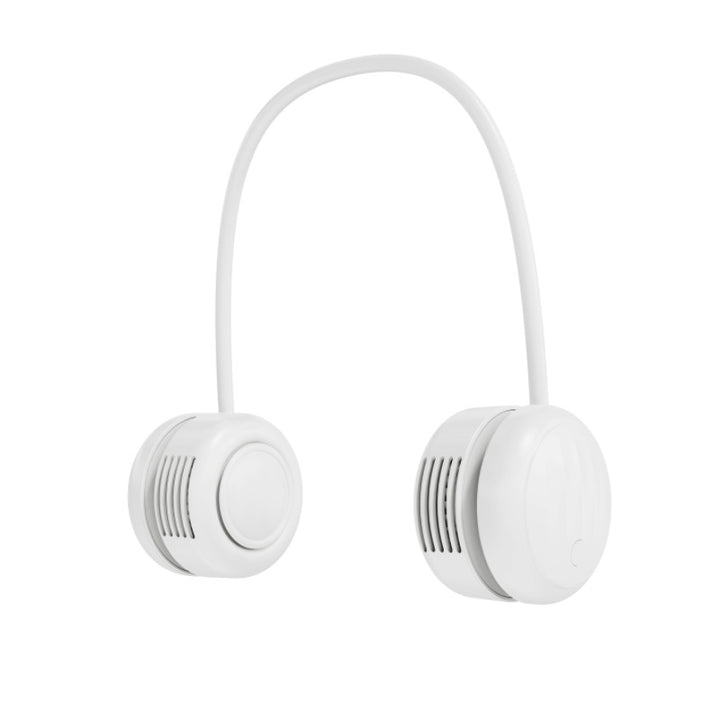 Cooling hands-free dual-head wearable neck fan with flexible gooseneck and USB-C recharge Bowlift